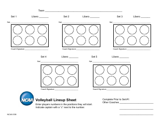 Document preview: NCAA Volleyball Line-Up Sheet