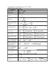 Formula Cheat Sheet for General Chemistry - Blinn College Learning Center