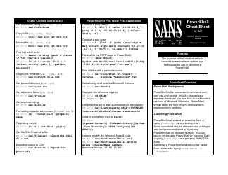 Document preview: Powershell Cheat Sheet Version 4 - Sans Institute