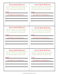 Document preview: Secret Santa Wish List Template - Red and Green