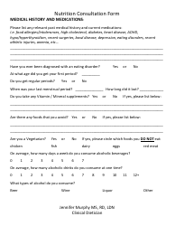 Nutrition Consultation Form - Jennifer Murphy Ms, Rd, Ldn, Clinical Dietician, Page 2