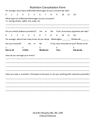 Nutrition Consultation Form - Jennifer Murphy Ms, Rd, Ldn, Clinical Dietician, Page 3