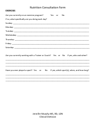 Nutrition Consultation Form - Jennifer Murphy Ms, Rd, Ldn, Clinical Dietician, Page 4