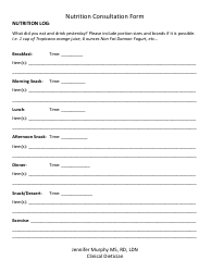 Nutrition Consultation Form - Jennifer Murphy Ms, Rd, Ldn, Clinical Dietician, Page 5