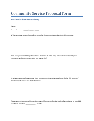 Document preview: Community Service Proposal Form - Portland Adventist Academy