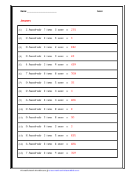 Ones, Tens and Hundreds Worksheet With Answers, Page 2