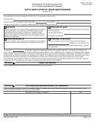 CBP Form 446 Nafta Verification of Origin Questionnaire