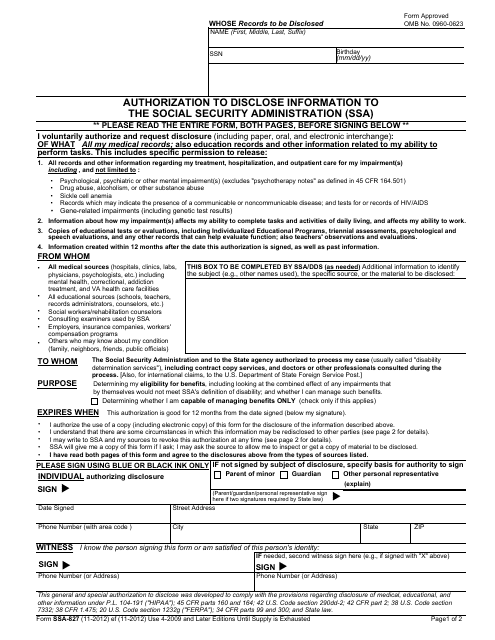 Form SSA 827 Fill Out Sign Online And Download Fillable PDF 