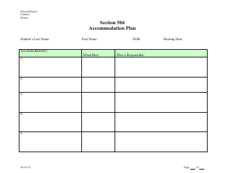 Document preview: Accommodation Plan Template