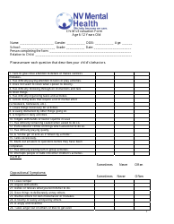 Document preview: Child's Evaluation Form (Age 6-12 Years Old) - Nv Mental Health