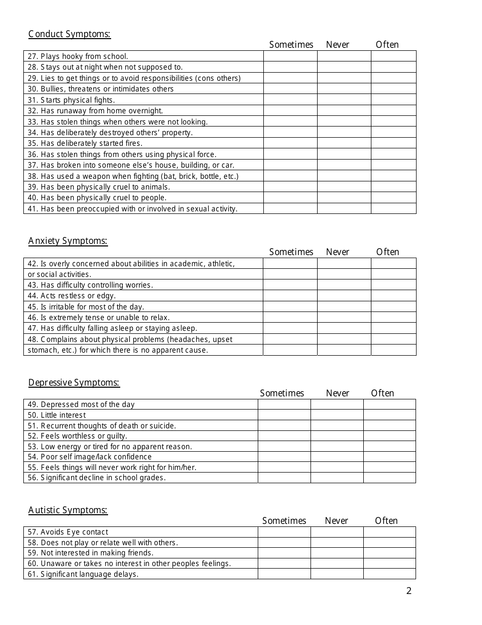 Child's Evaluation Form (Age 6-12 Years Old) - Nv Mental Health - Fill ...