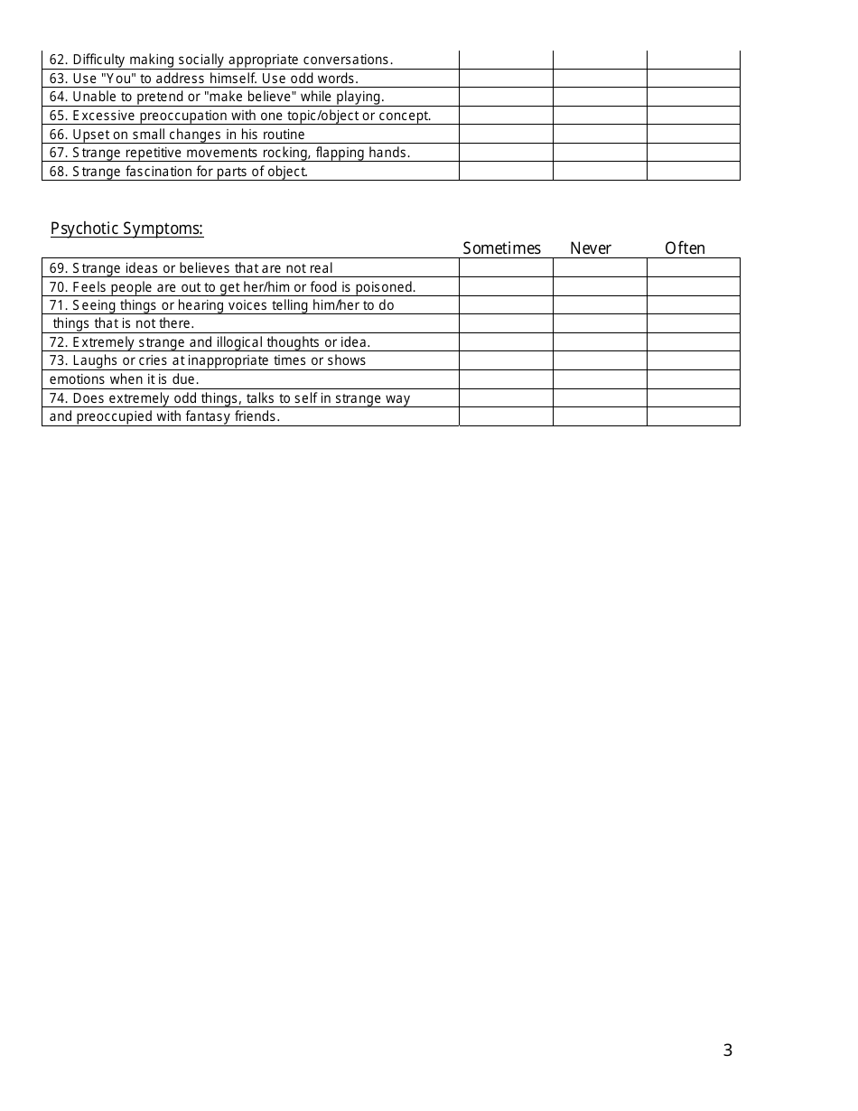 Childs Evaluation Form (Age 6-12 Years Old) - Nv Mental Health, Page 3