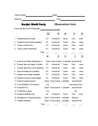 Teacher Observation Form - Rocket Math Download Printable PDF ...