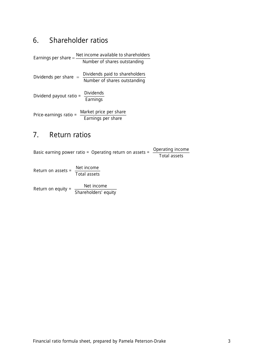 Financial Ratio Formulas Template Download Printable Pdf Templateroller 2348