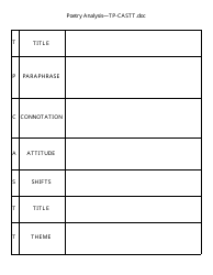Poetry Analysis Worksheet - Tp-Castt, Page 2
