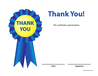 Document preview: Blue Thank You Certificate Template - Without Frame