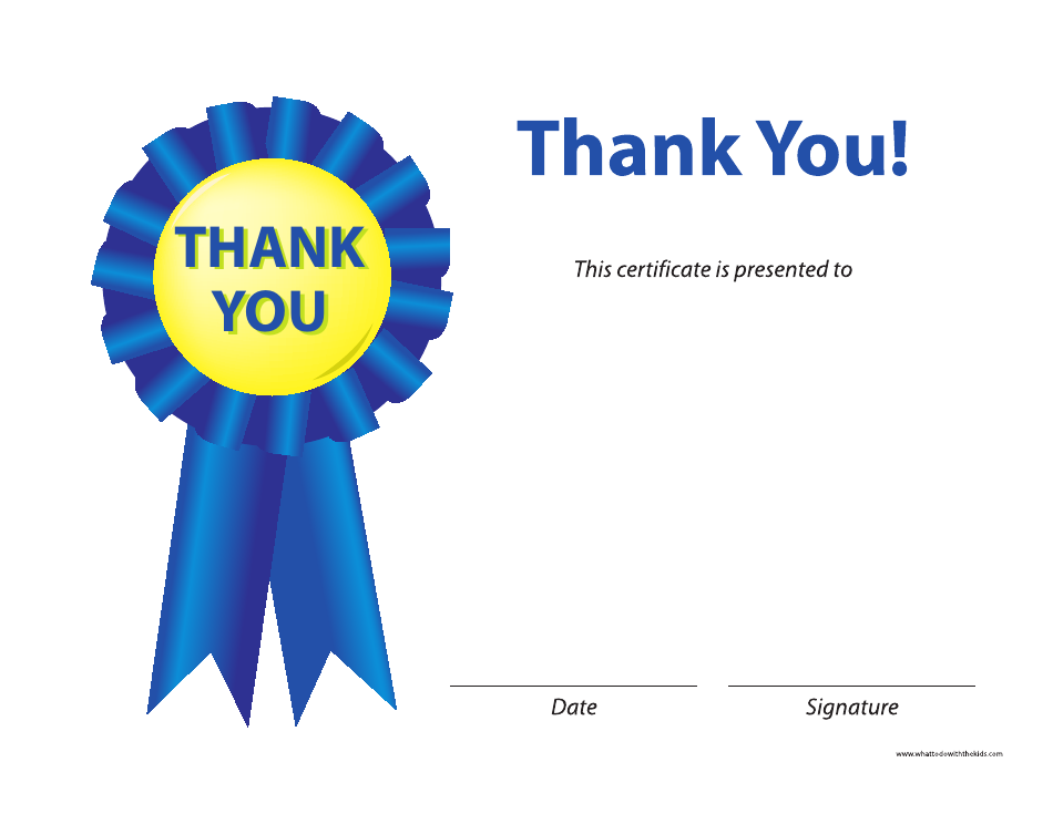 Blue Thank You Certificate Template - Without Frame Download Fillable ...