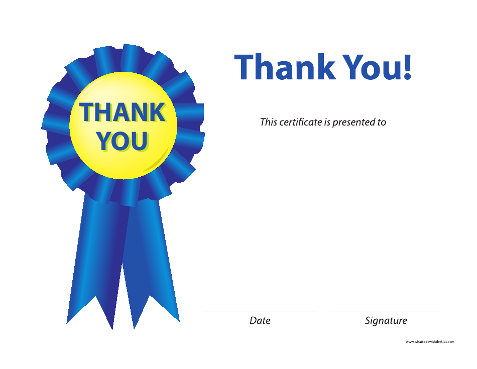 Blue Thank You Certificate Template Without Frame