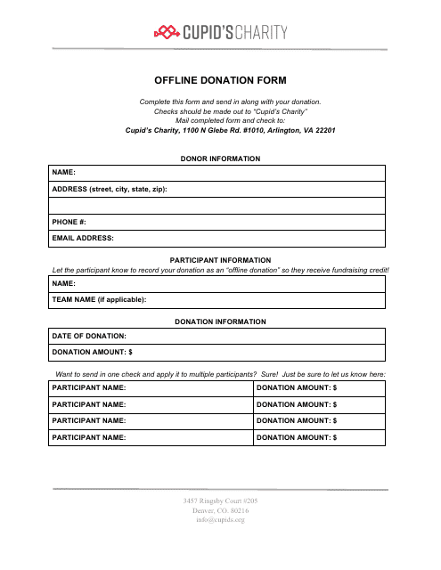 Offline Donation Form - Cupid's Charity Download Pdf
