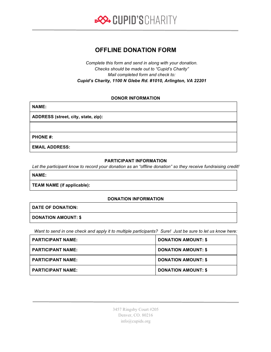 Offline Donation Form - Cupids Charity, Page 1