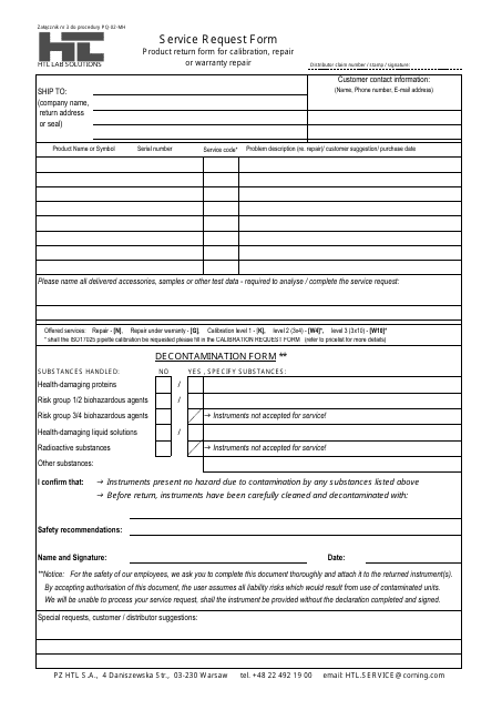 Service Request Form - Hit Lab Solutions