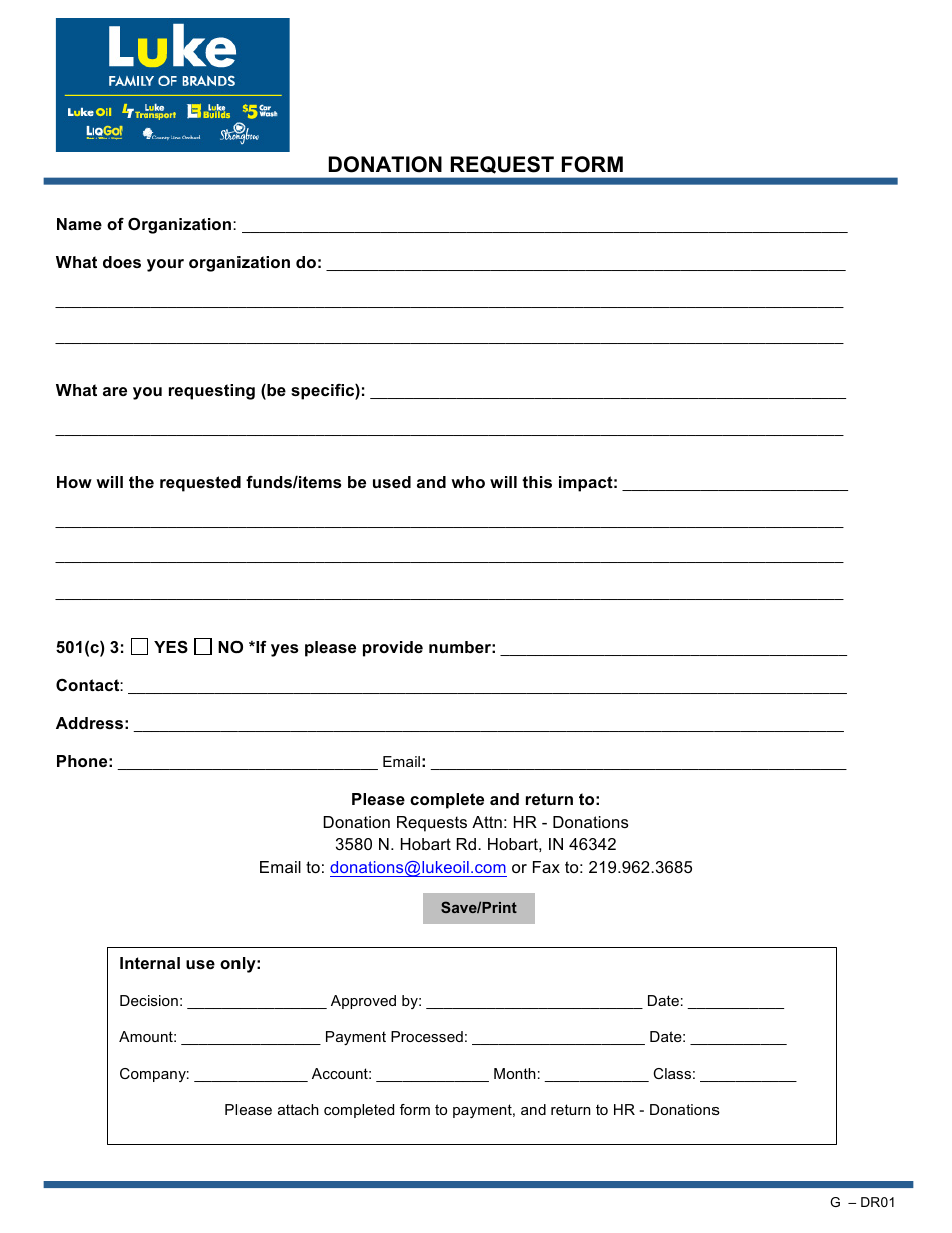 Donation Request Form - Luke, Page 1