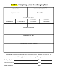 Document preview: Disciplinary Action Recordkeeping Form - Safety