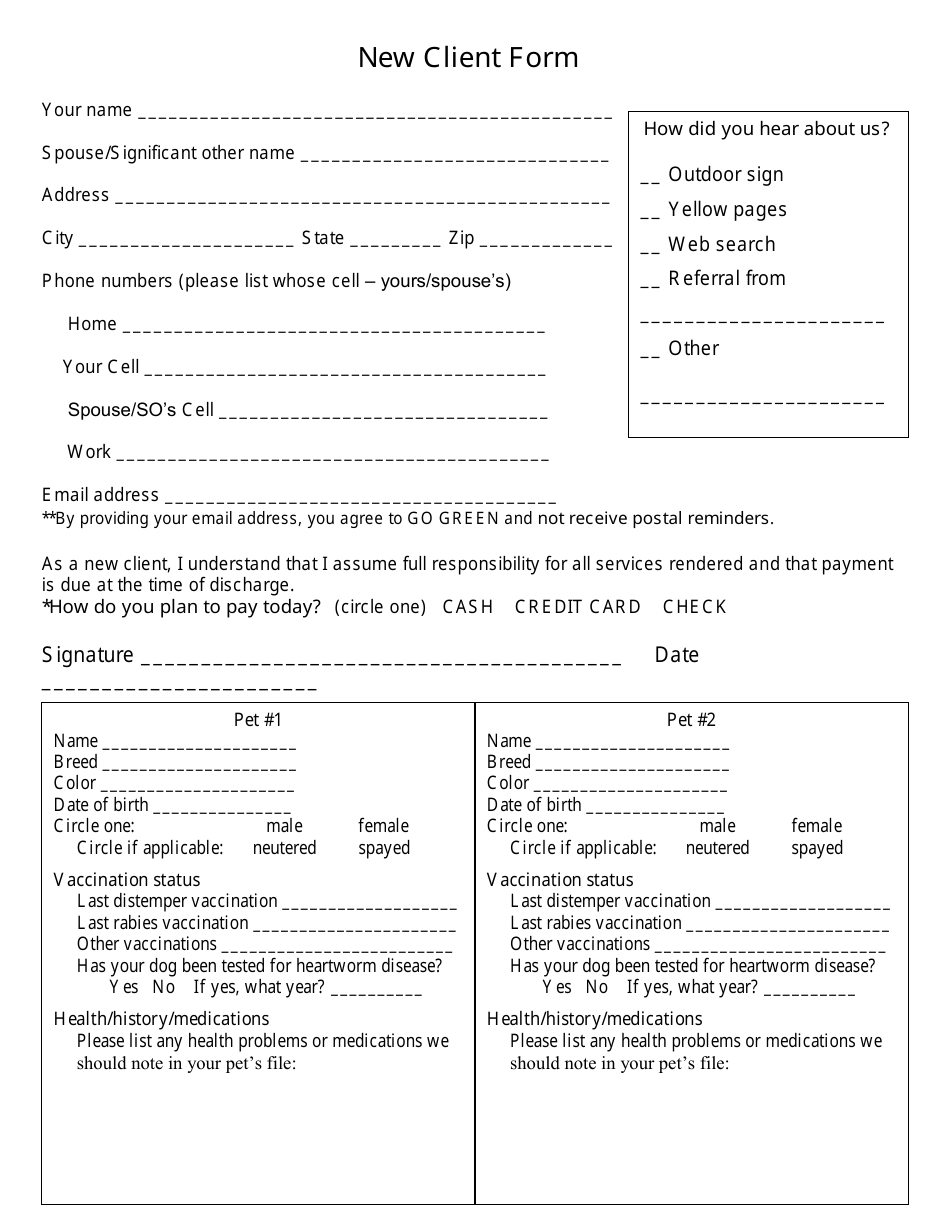 New Client Form Template Letter Example Template Gambaran