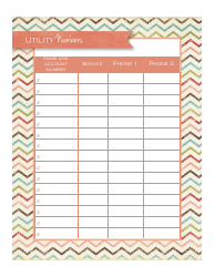 Document preview: Blank Utility Numbers Tracking Sheet Template