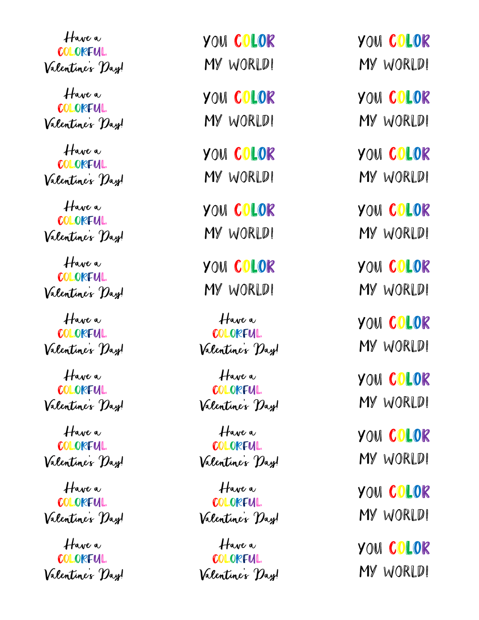 Rainbow Color Valentines Day Gift Tag Template, Page 1