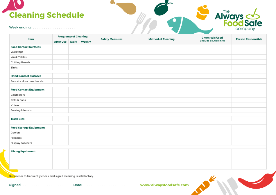 Weekly Cleaning Schedule Template