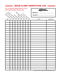 Document preview: Beam Clamp Inspection Log Template - Oz Lifting Productcs