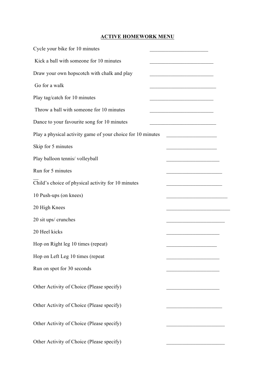 Active Homework Template Download Printable PDF | Templateroller