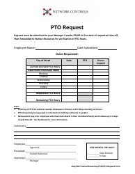 Document preview: Pto Request Form - Network Controls