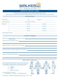 Medical Intake Form - Walker Physical Therapy&amp;sports Injury Center