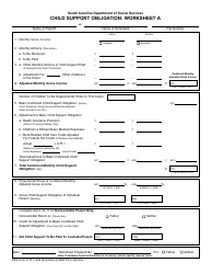 Document preview: DSS Form 27151 Worksheet A Child Support Obligation - South Carolina