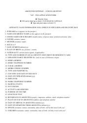 Argentinian Visa Application Form - Argentine Republic Consular Office - Lebanon