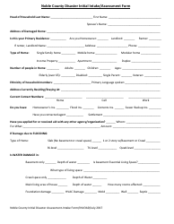Disaster Initial Intake/Assessment Form - Noble County, Indiana