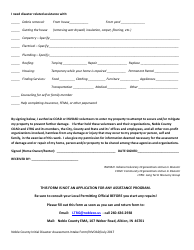 Disaster Initial Intake/Assessment Form - Noble County, Indiana, Page 2