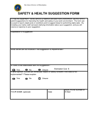 Document preview: Safety & Health Suggestion Form - the School District of Philadelphia