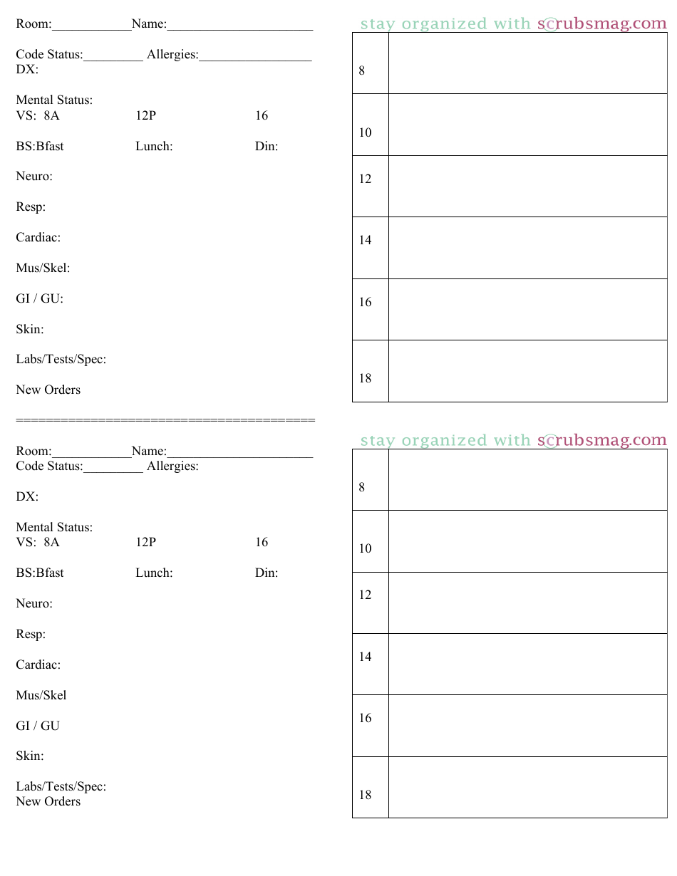 Printable Nurse Brain Sheet Printable World Holiday