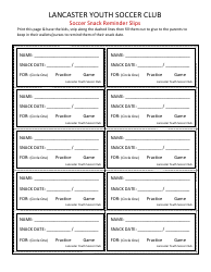 &quot;Snack Sign-Up Sheet Templates, Soccer Snack Reminder Slip Templates - Lancaster Youth Soccer Club&quot; - Lancaster, Lancashire, United Kingdom, Page 3