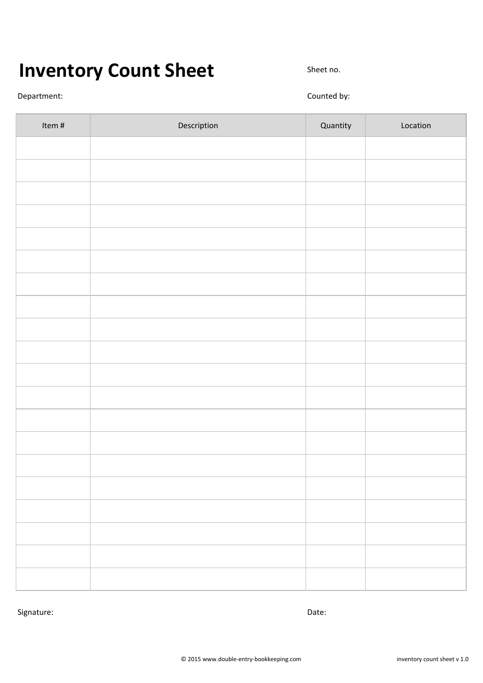 Inventory Count Sheet Template - V 1.0 Download Printable PDF ...