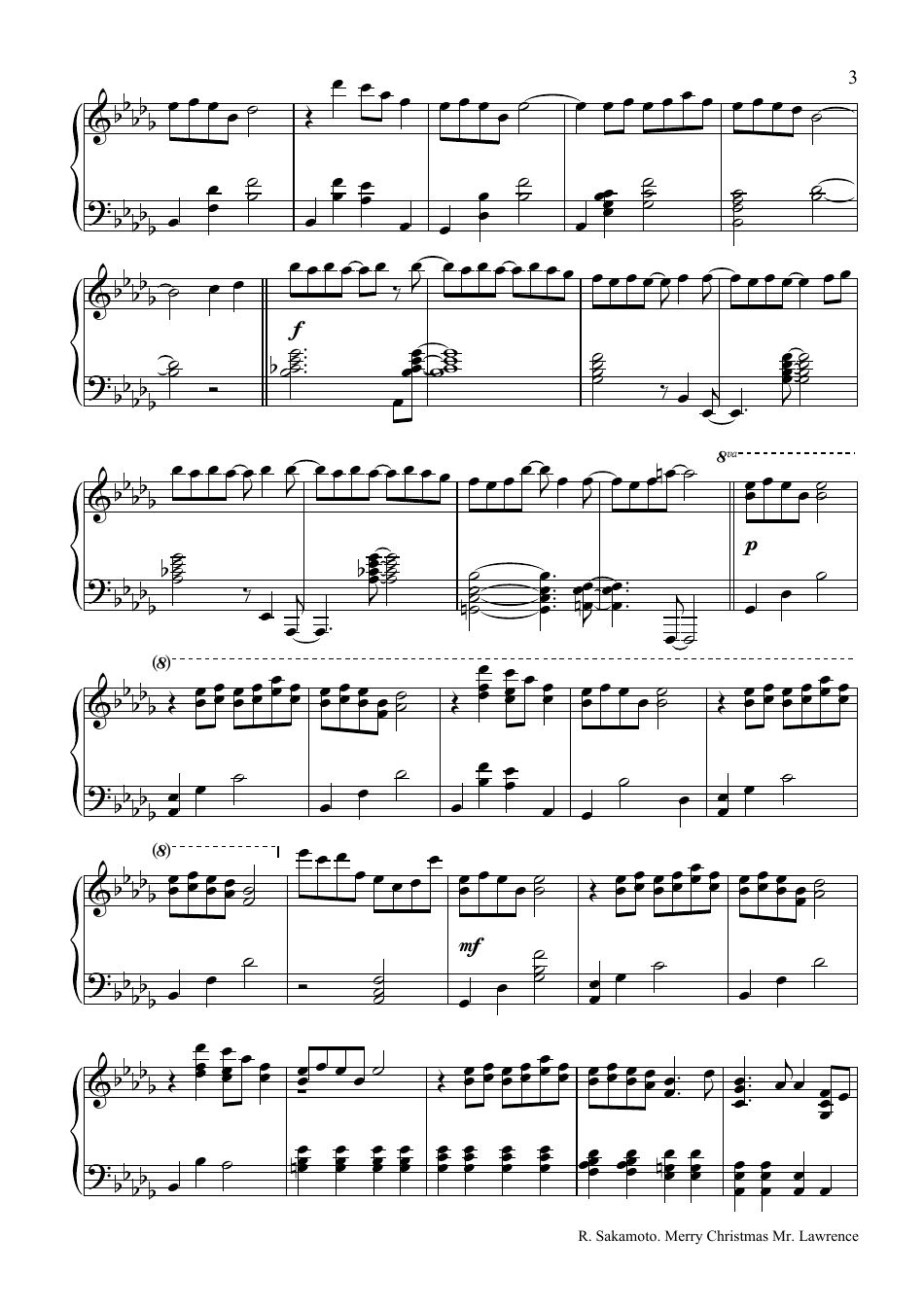Ryuichi Sakamoto - Merry Christmas Mr. Lawrence Sheet Music, Page 3