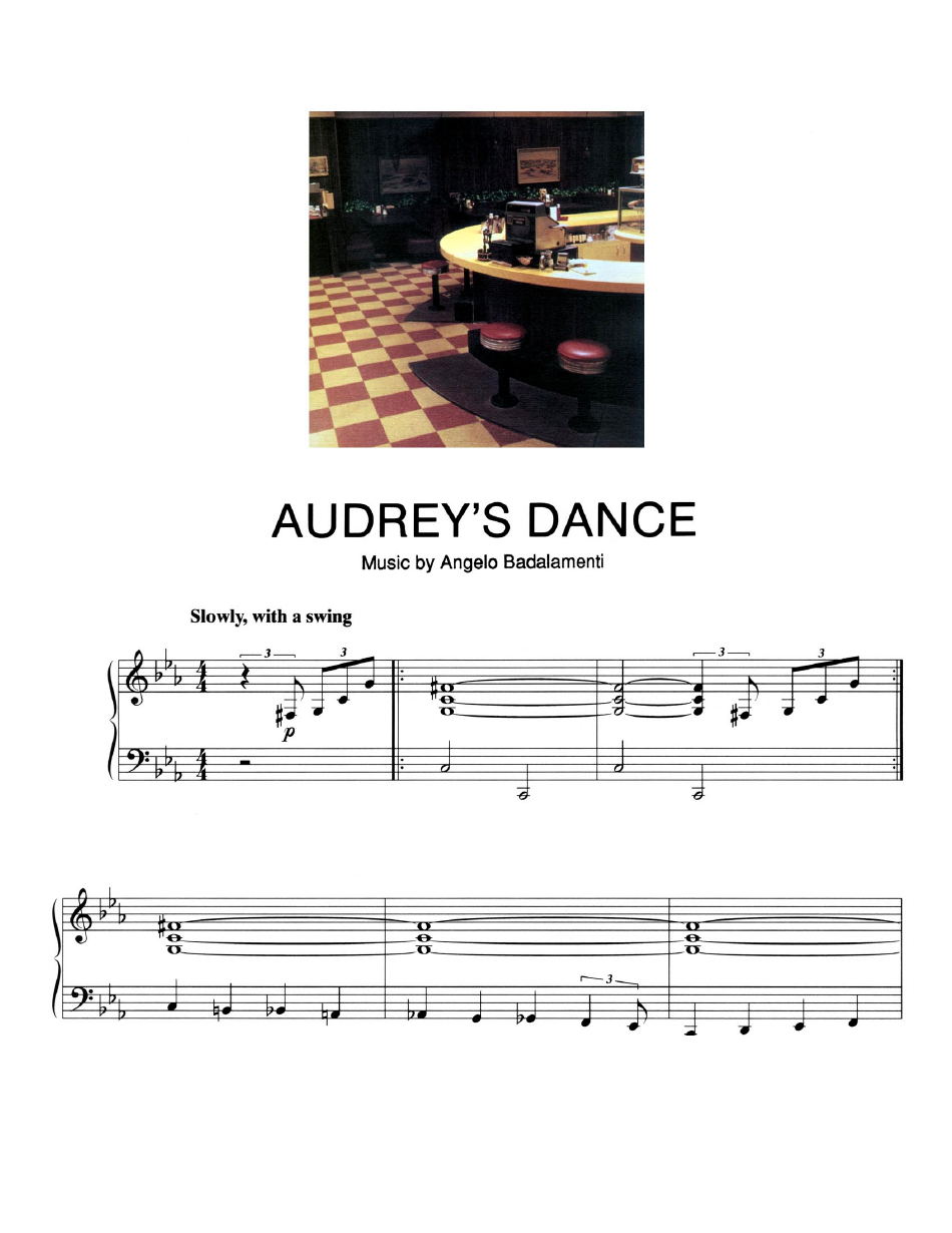 Angelo Badalamenti - Audrey's Dance Piano Sheet Music Preview Image