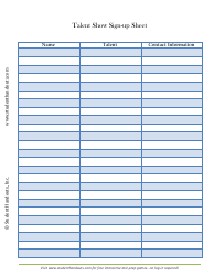 Document preview: Talent Show Sign-Up Sheet Template