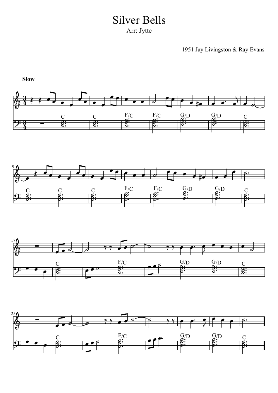 Silver Bells Sheet Music - Jay Livingston and Ray Evans