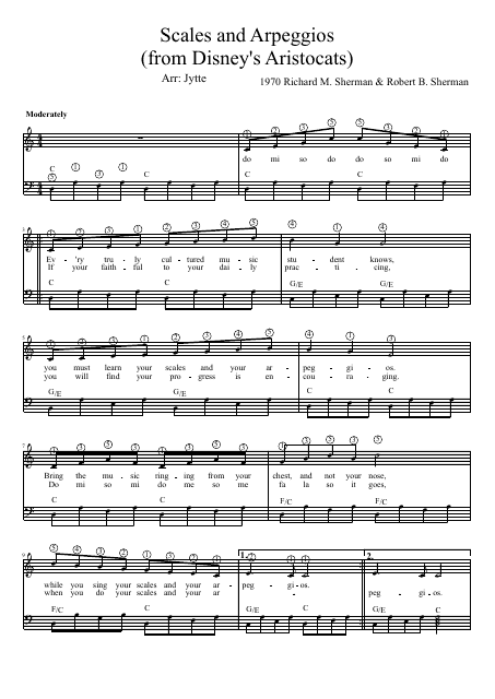 Richard M. Sherman and Robert B. Sherman - Scales and Arpeggios (From Disney's Aristocats) Sheet Music