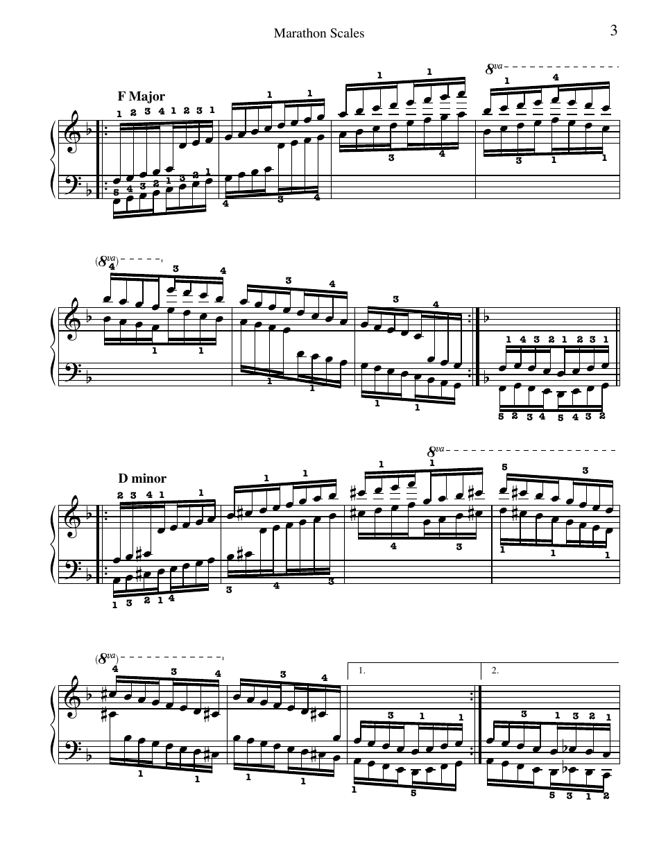 Dr. Paul Wirth - Marathon Scales Piano Fingering Chart, Page 3