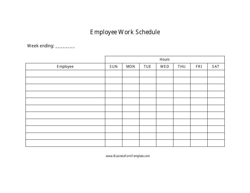 printable employee work schedule template